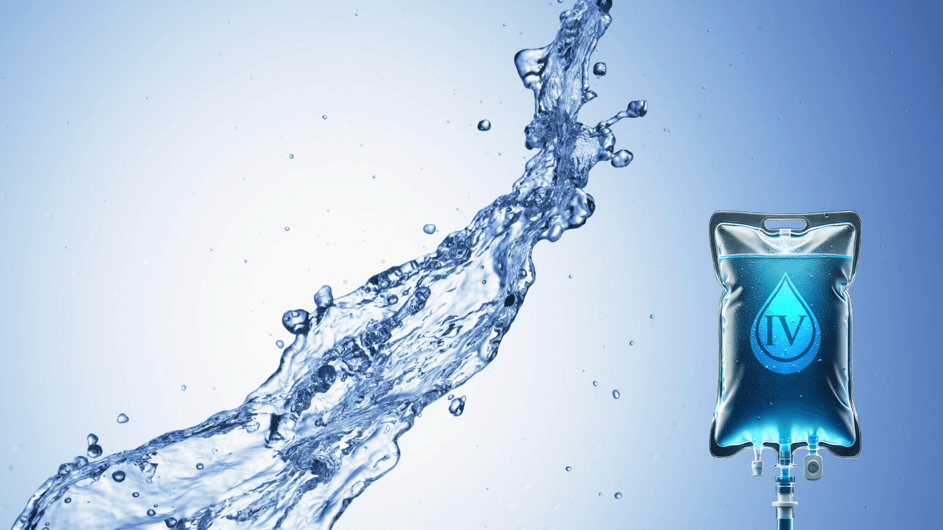 Prime IV drip bag with a refreshing splash of water